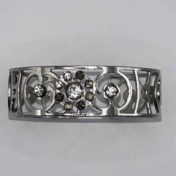 Metal bracelet with clear and black rhinestones - Picture 2 of 5